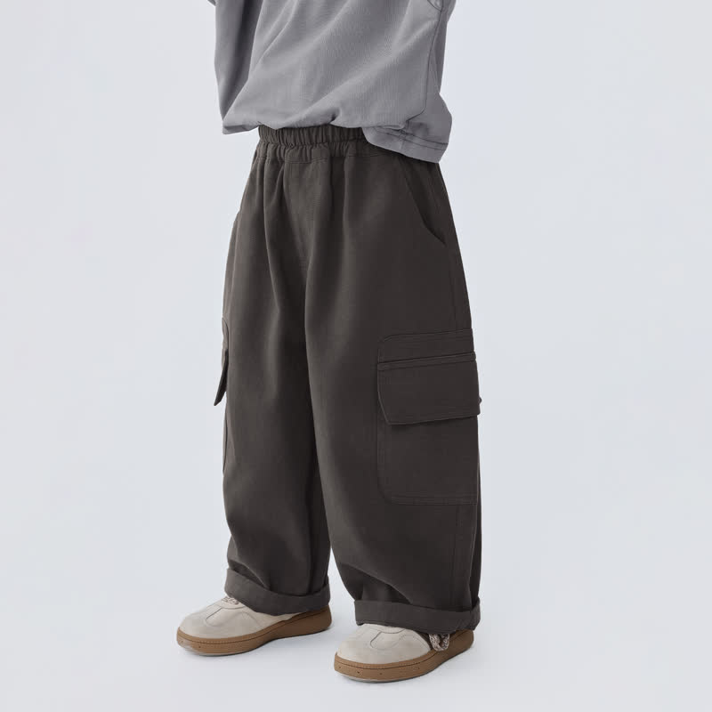 幼児用グレーのゆったりカーゴパンツ - image 3