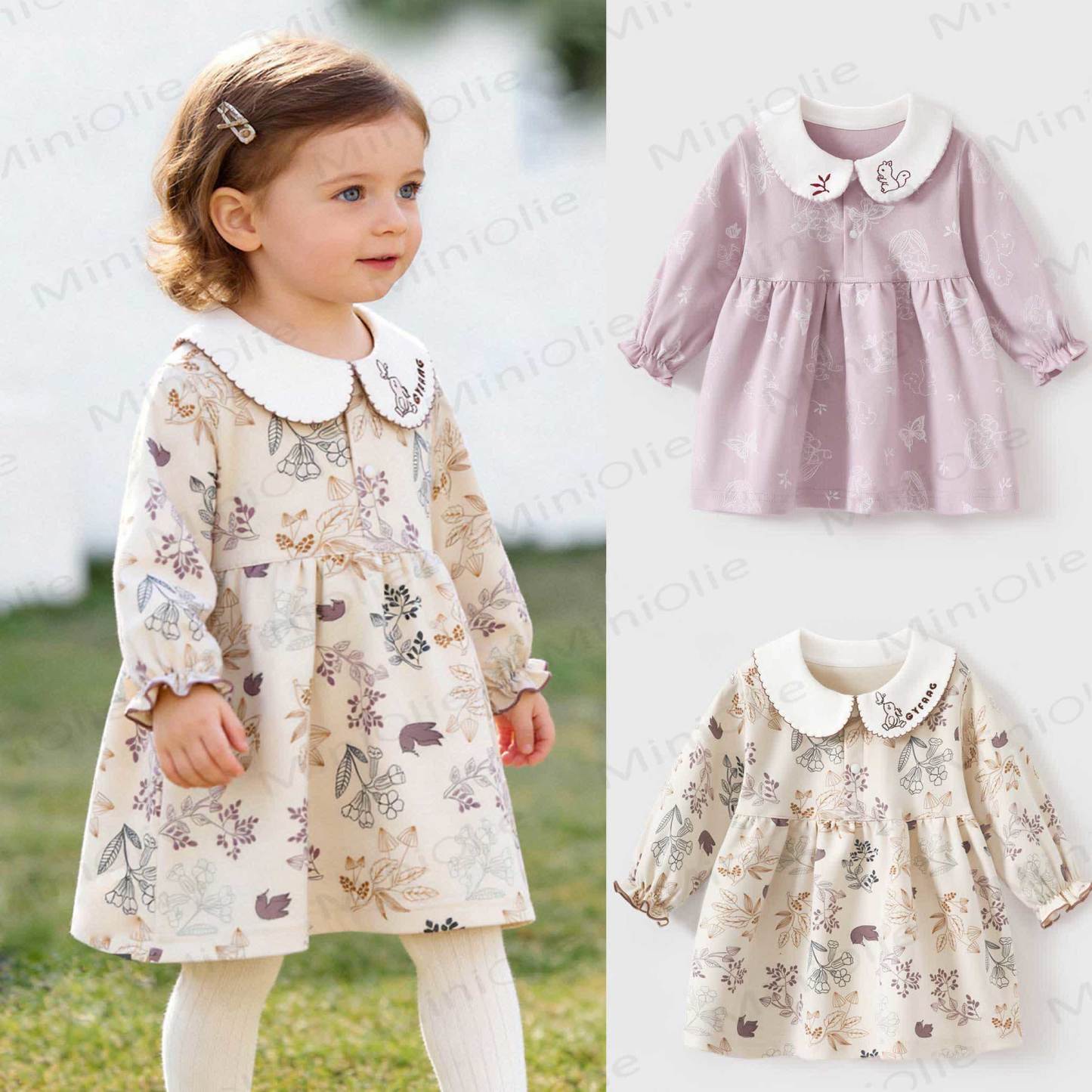 ベビー用ヴィンテージフローラルピーターパンカラーDress - image 1