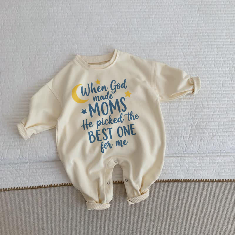 WHEN GOD MADE MOMS HE PICKED THE BEST ONE FOR MEベビーベージュロンパース - ベージュ - 2～3歳 - image 1