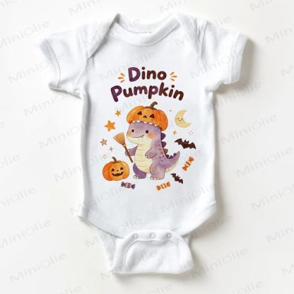 DINO PUMPKIN柄ベビーホワイトボディスーツ - 白 - 18～24ヶ月 - image 1