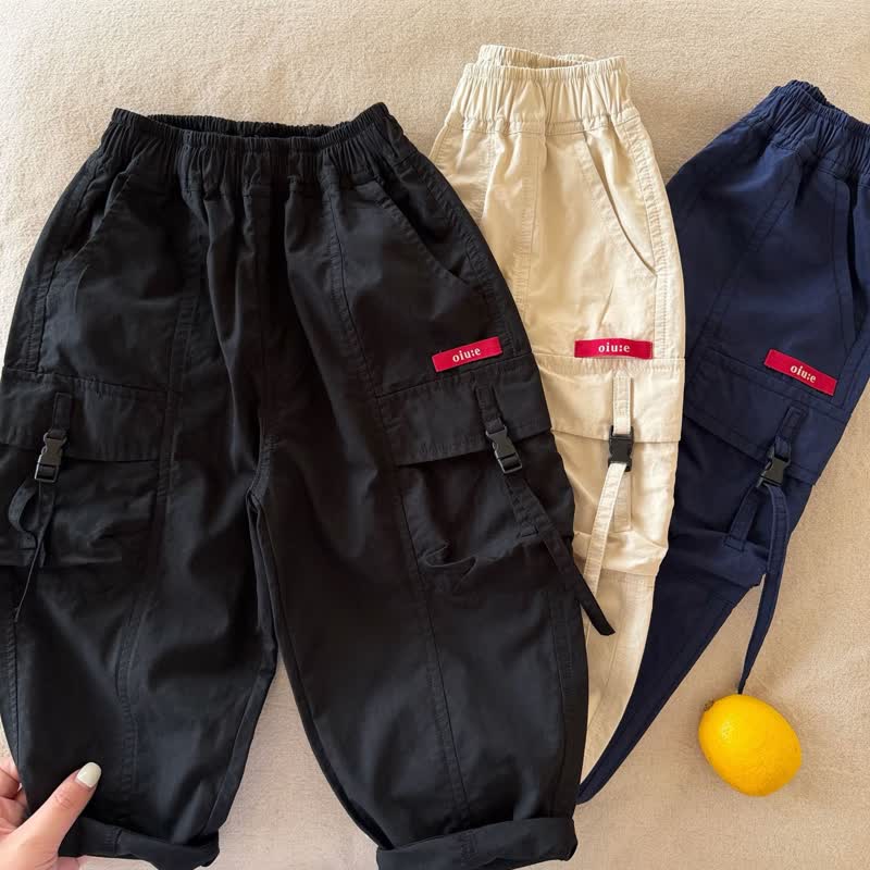 幼児男の子用無地カーゴパンツ - image 1
