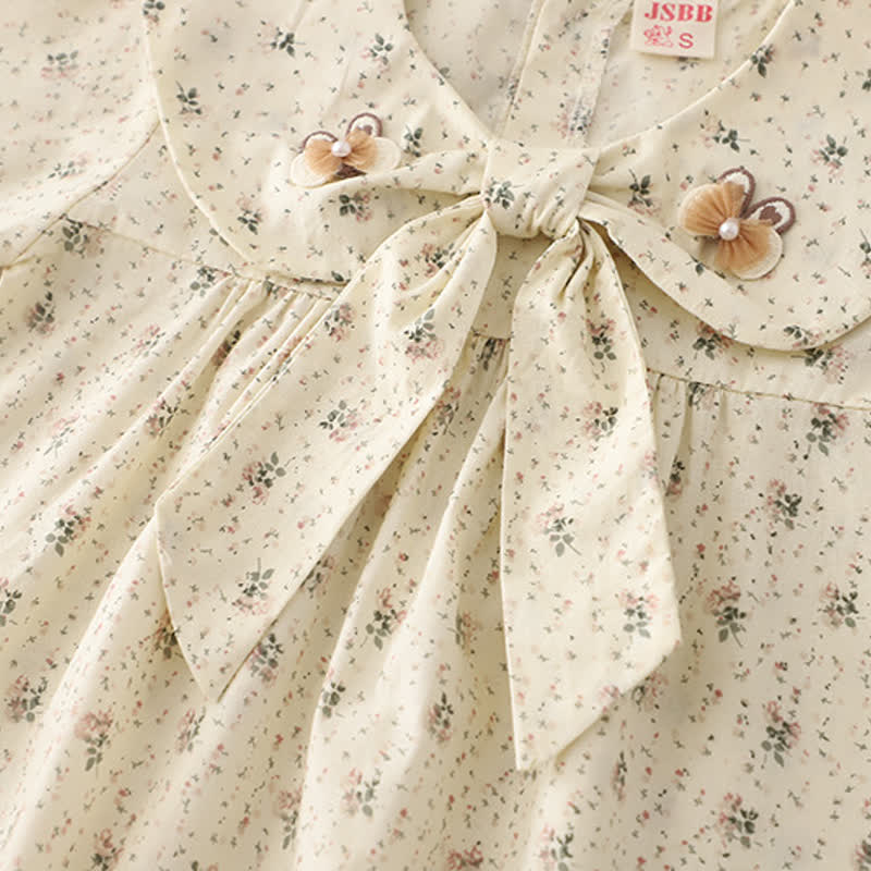 幼児用女の子向け長袖花柄ブラウスとデニムパンツのツーピースセット - image 5