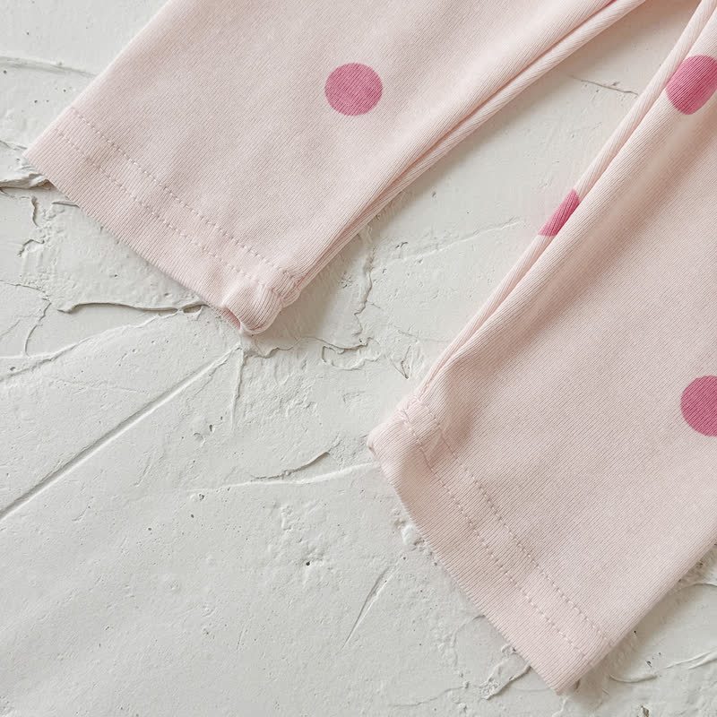 ベビーピンクのリボン付きスウェットシャツと水玉模様のレギンスのセット - image 8