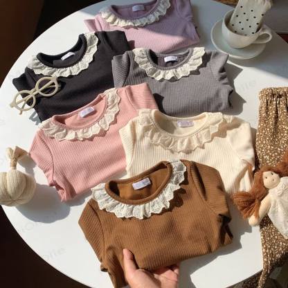 幼児用女の子フリルレース長袖シャツ - image 2