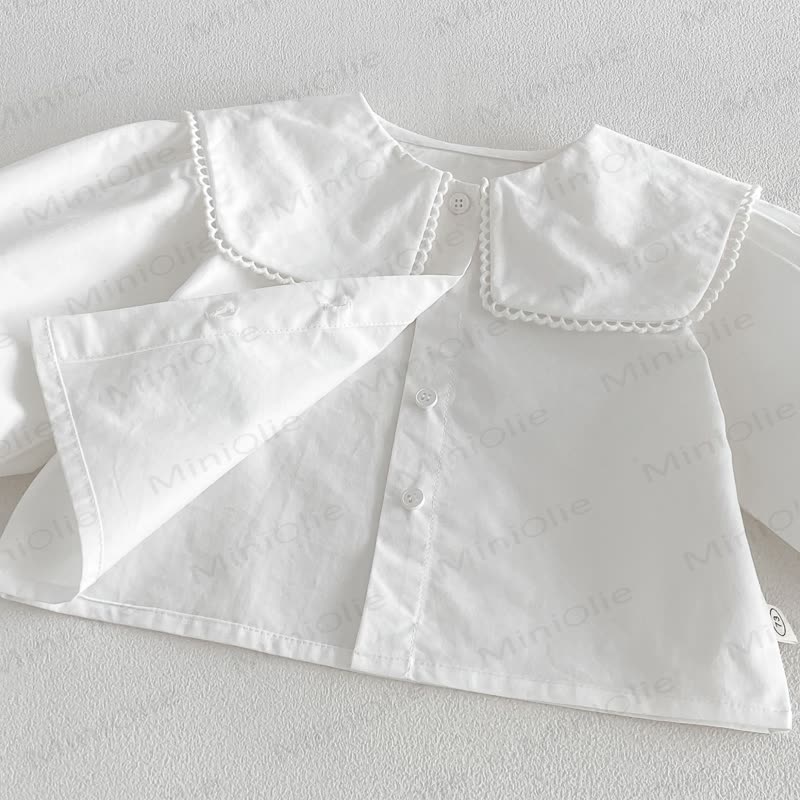 幼児用女の子向け無地ピーターパンカラーリボンシャツ＆リボン付き花柄ノースリーブDress - image 10