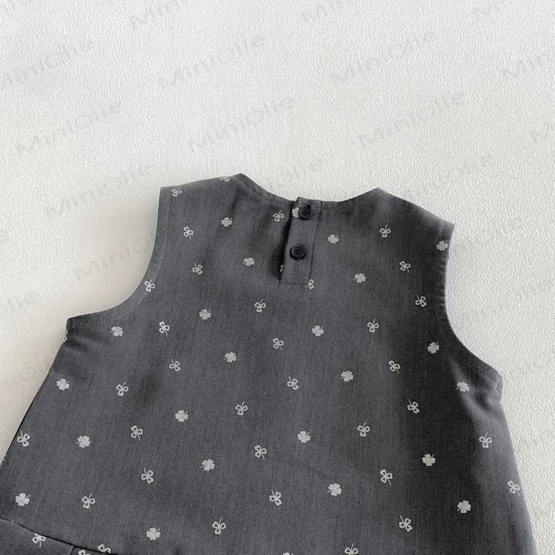 幼児用女の子向け無地ピーターパンカラーリボンシャツ＆リボン付き花柄ノースリーブDress - image 13