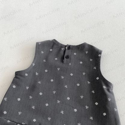 幼児用女の子向け無地ピーターパンカラーリボンシャツ＆リボン付き花柄ノースリーブDress - image 13