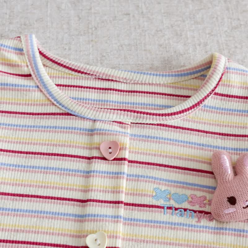 幼児用女の子ストライプうさぎ柄ニットシャツ - image 5