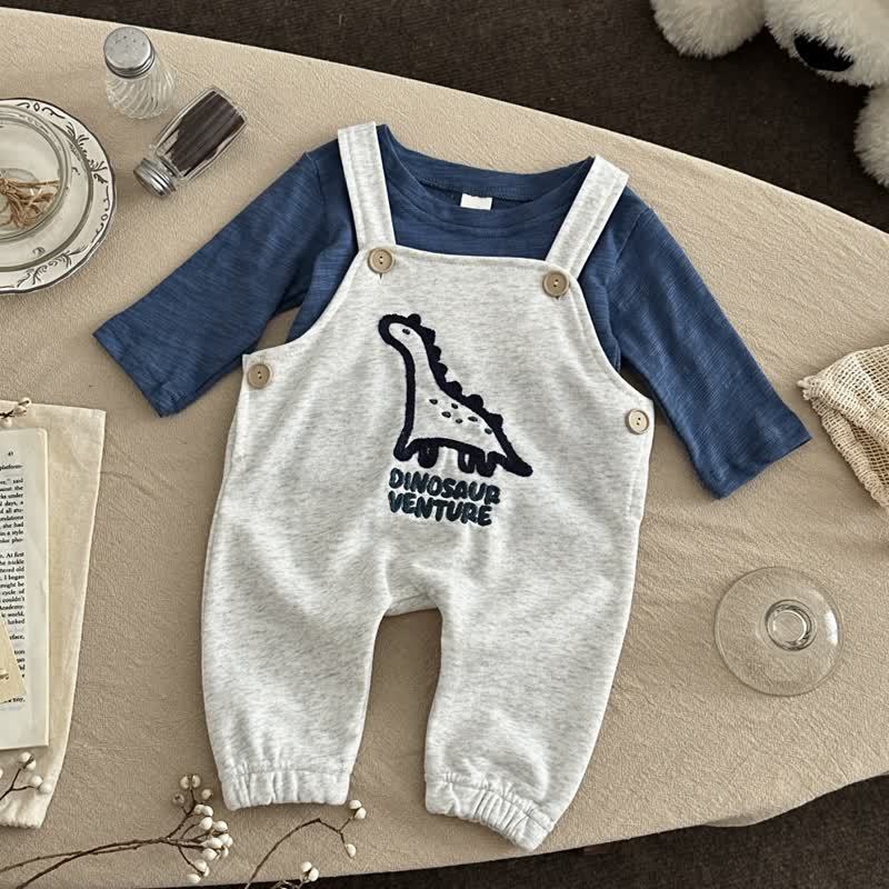 DINOSAUR VENTUREベビー長袖Tシャツ＆オーバーオールセット - image 1