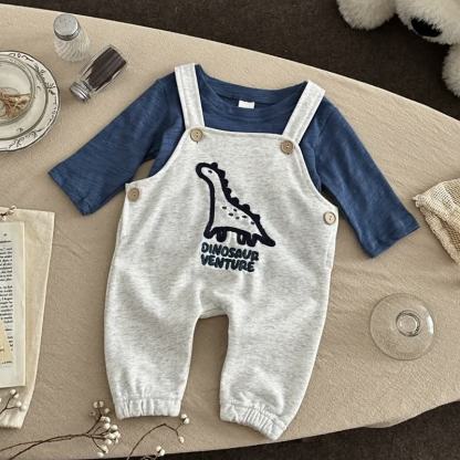 DINOSAUR VENTUREベビー長袖Tシャツ＆オーバーオールセット - image 1