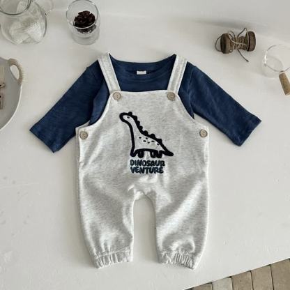 DINOSAUR VENTUREベビー長袖Tシャツ＆オーバーオールセット - グレー - 12～18ヶ月 - image 2