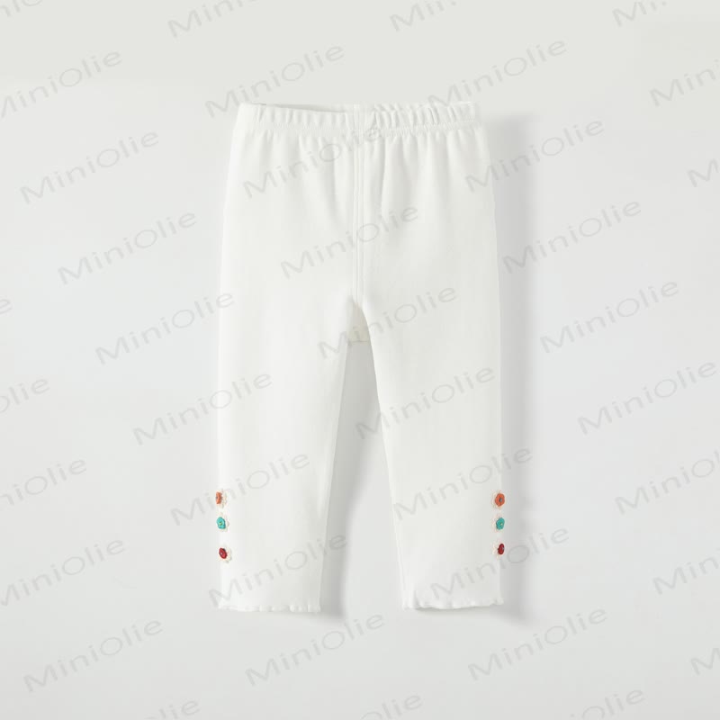 ベビーガール用ソフトニット花柄無地レギンス - 白 - 3～4歳 - image 4