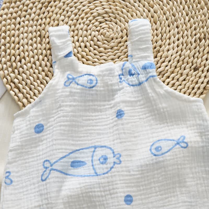 ベビー用白魚柄ロンパース（帽子付き） - image 4
