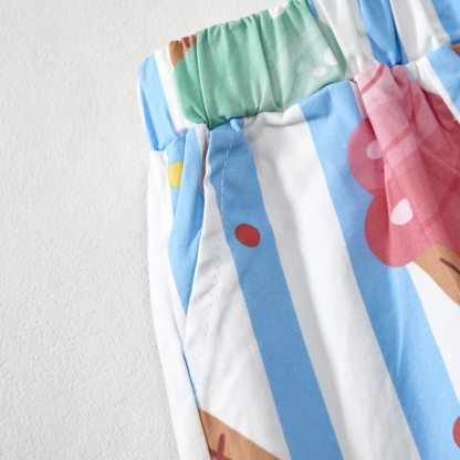 ベビー幼児用アイスクリーム柄ホワイト＆ブルーストライプのストラップトップとショートパンツの2点セット - image 5