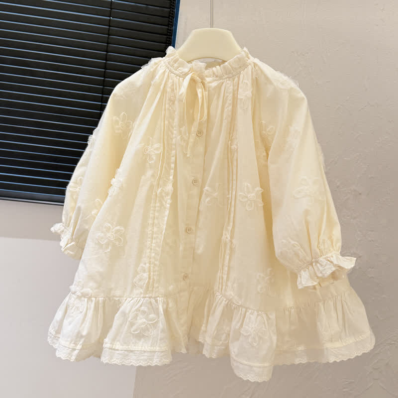 幼児・キッズ 女の子用 花柄ベージュDress - ベージュ - 12～13歳 - image 1