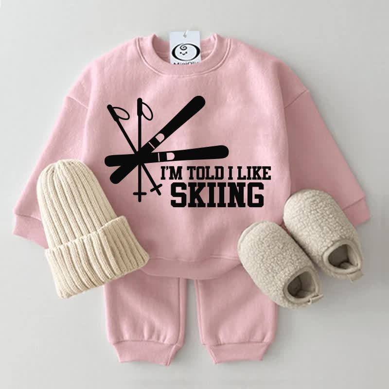 I'M TOLD I LIKE SKIINGベビー用スウェットスーツ 2点セット - ピンク - 2～3歳 - image 2