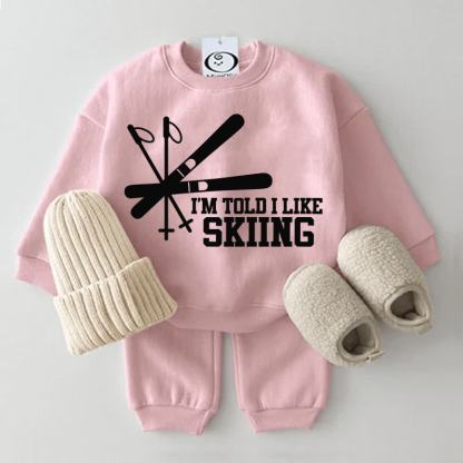 I'M TOLD I LIKE SKIINGベビー用スウェットスーツ 2点セット - ピンク - 2～3歳 - image 2