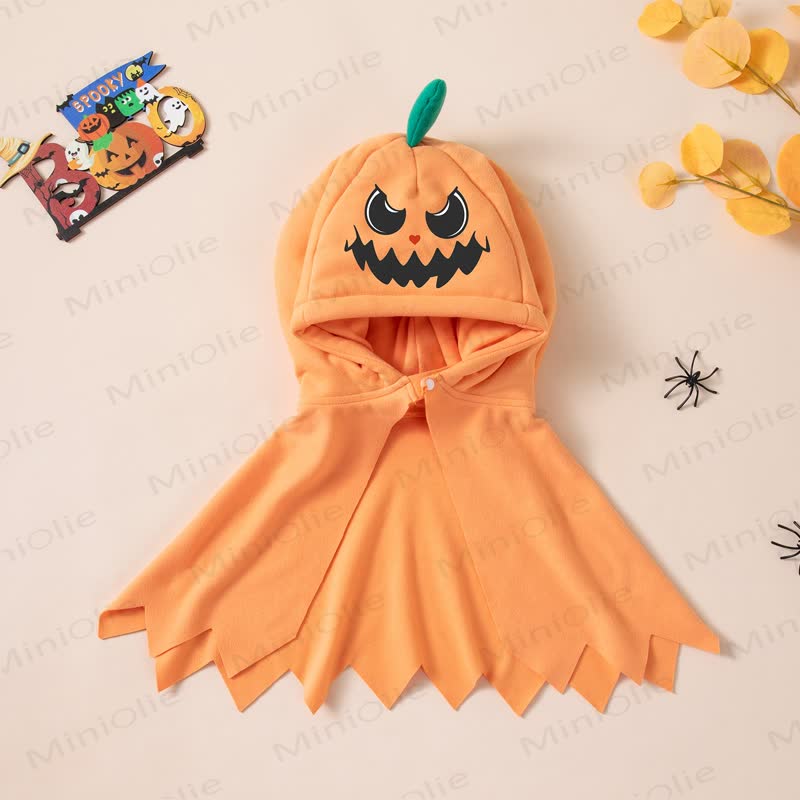 ベビーキュートパンプキンフード付きハロウィンケープコート - オレンジ - 2～3歳 - image 1
