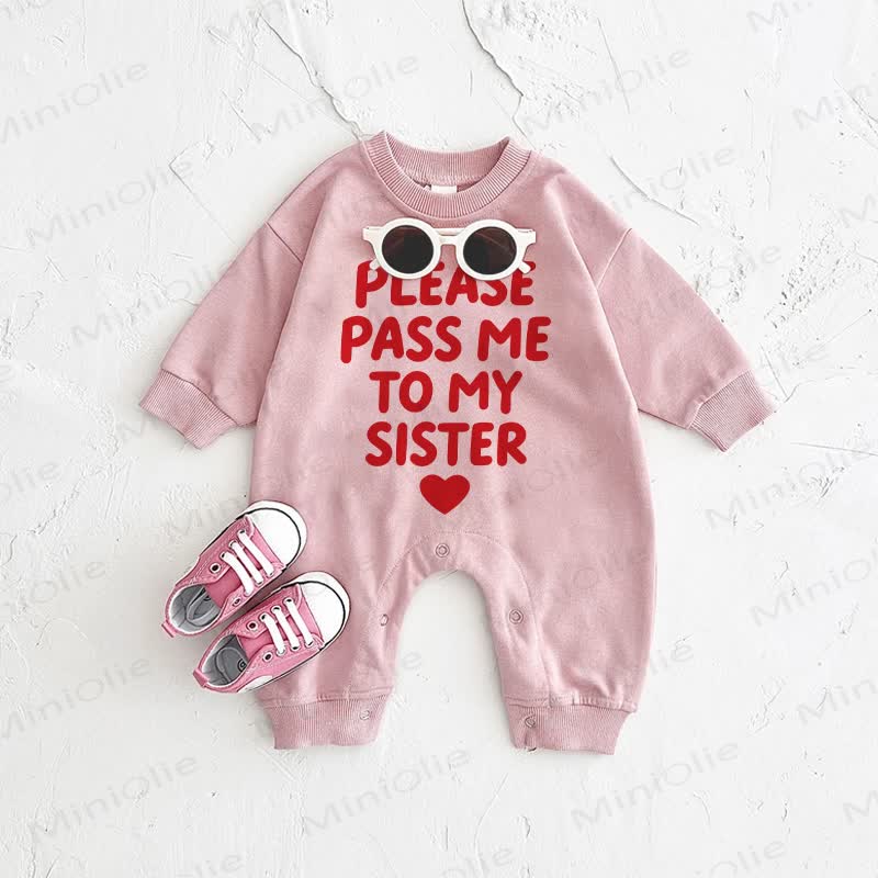 PLEASE PASS ME TO MY SISTER　ベビーピンクのロンパース - ピンク - 2～3歳 - image 1