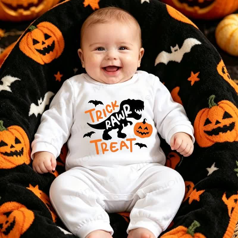 ベビー用ハロウィンソフトホワイトロンパース - 白い恐竜 - 12～18ヶ月 - image 4