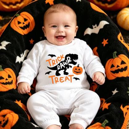 ベビー用ハロウィンソフトホワイトロンパース - 白い恐竜 - 12～18ヶ月 - image 4