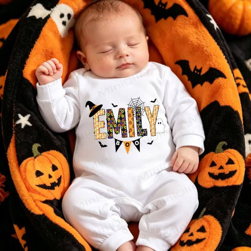 ベビー用ハロウィンソフトホワイトロンパース - ホワイトスローガン - 12～18ヶ月 - image 5