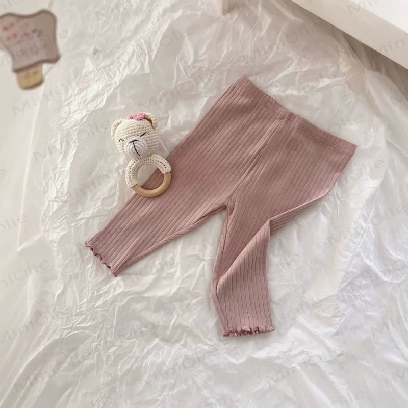 ベビーソフトなリブ編みフリル裾レギンス - コーヒー - 3～4歳 - image 5
