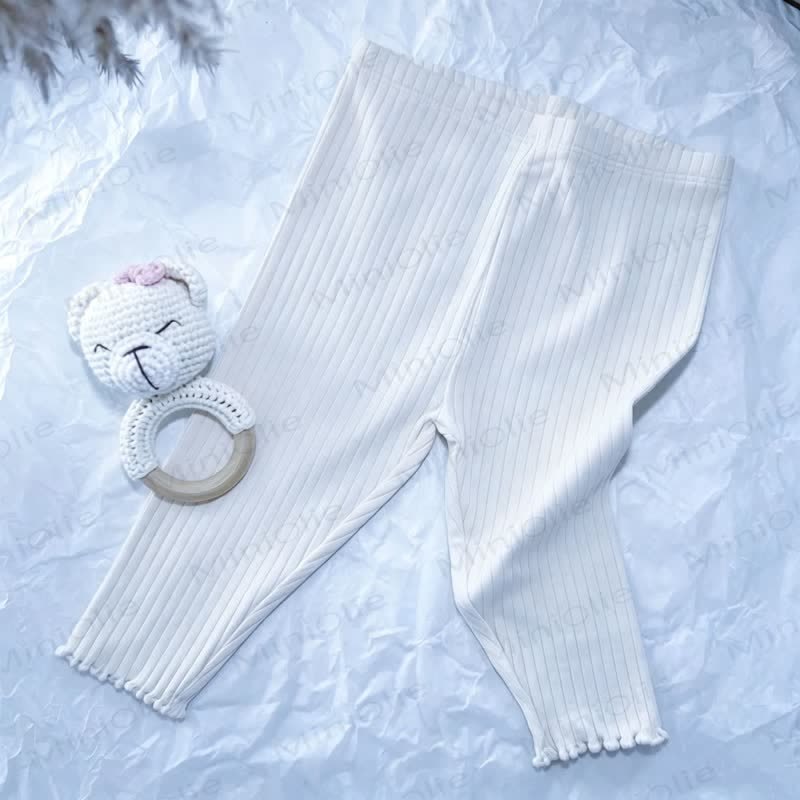 ベビーソフトなリブ編みフリル裾レギンス - 白 - 3～4歳 - image 7