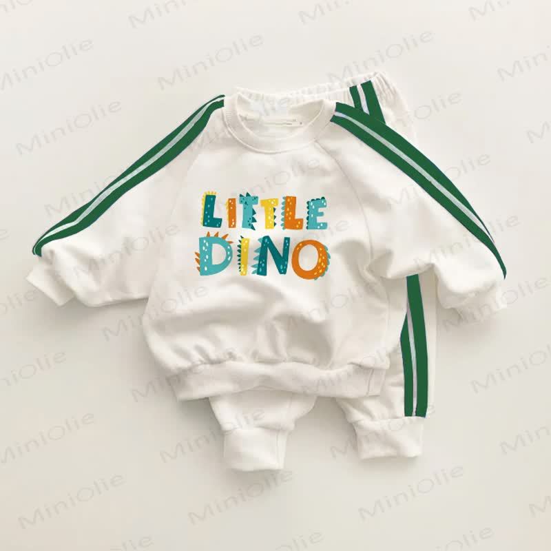 LITTLE DINO幼児用 グリーンストライプ 2点セット - ホワイト＆グリーン - 3～5歳 - image 1