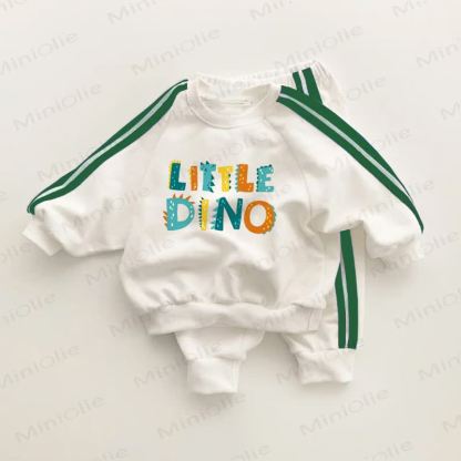 LITTLE DINO幼児用 グリーンストライプ 2点セット - ホワイト＆グリーン - 3～5歳 - image 1
