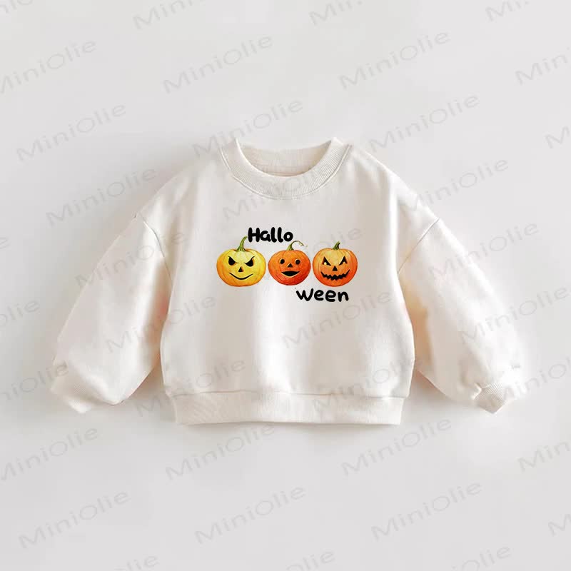 HALLOWEEN幼児用クリームパンプキン柄スウェットシャツ - クリーム - 3～5歳 - image 1