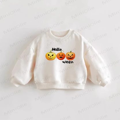 HALLOWEEN幼児用クリームパンプキン柄スウェットシャツ - クリーム - 3～5歳 - image 1