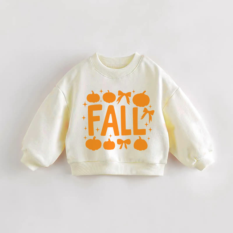 FALL幼児用パンプキン＆リボンクリームスウェットシャツ - クリーム - 3～5歳 - image 1