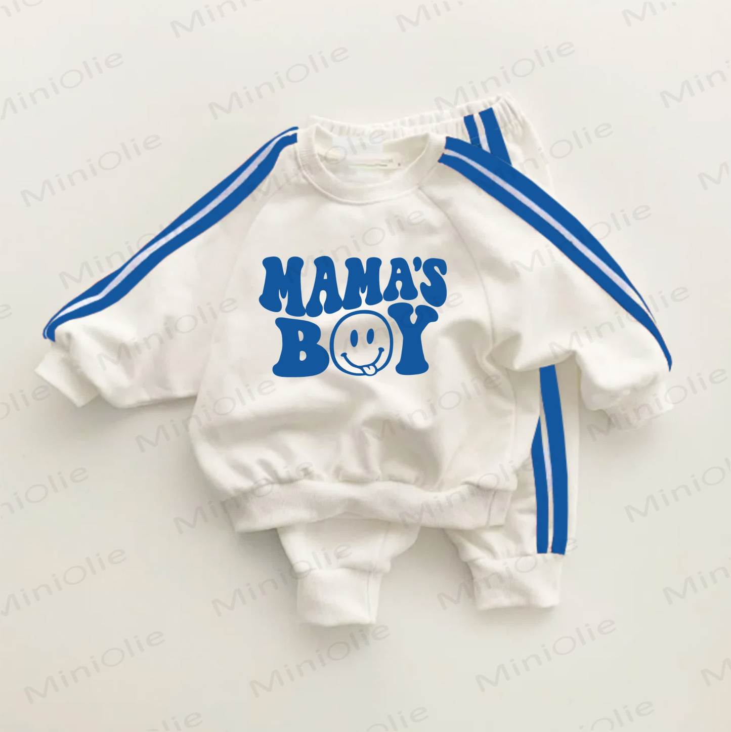 MAMA'S BOYブルーストライプ ツーピースセット - ホワイト＆ブルー - 3～5歳 - image 1