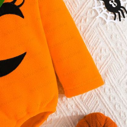 ベビーパンプキン柄フード付きフリース製ハロウィンコスチュームボディスーツ - image 5