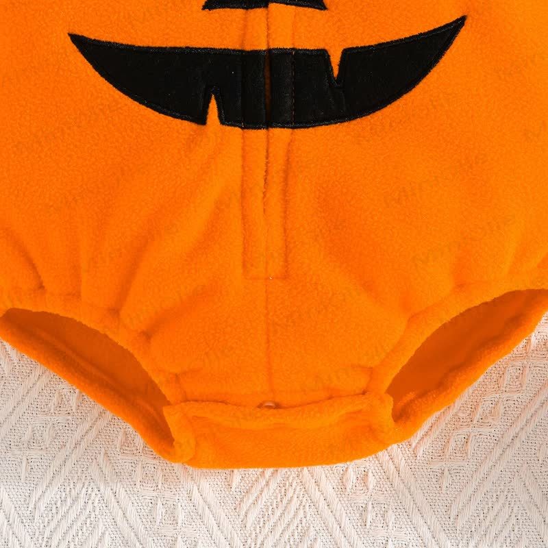 ベビーパンプキン柄フード付きフリース製ハロウィンコスチュームボディスーツ - image 6