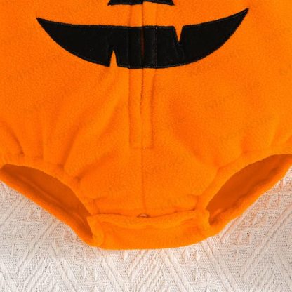 ベビーパンプキン柄フード付きフリース製ハロウィンコスチュームボディスーツ - image 6