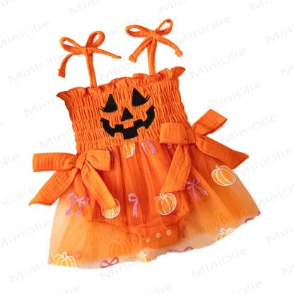 ベビー用ハロウィンパンプキンオレンジチュールチュチュボディスーツ - image 11