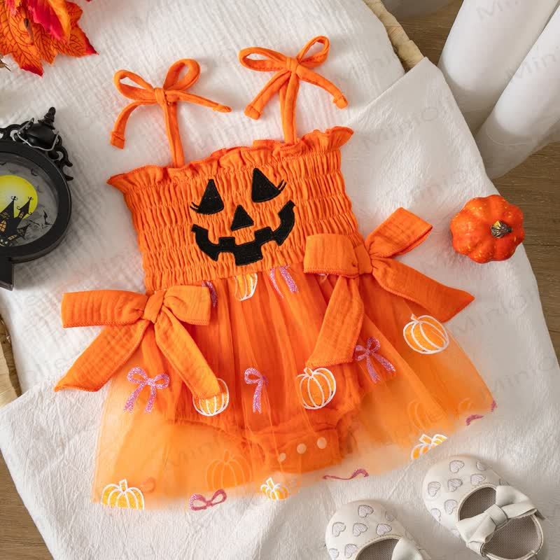 ベビー用ハロウィンパンプキンオレンジチュールチュチュボディスーツ - オレンジ - 18～24ヶ月 - image 1