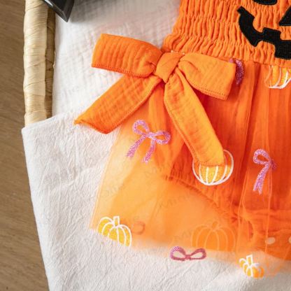 ベビー用ハロウィンパンプキンオレンジチュールチュチュボディスーツ - image 7