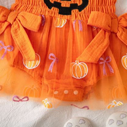 ベビー用ハロウィンパンプキンオレンジチュールチュチュボディスーツ - image 8