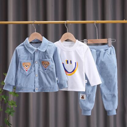 幼児用クマ柄パッチ付きコーデュロイ3点セット - image 5