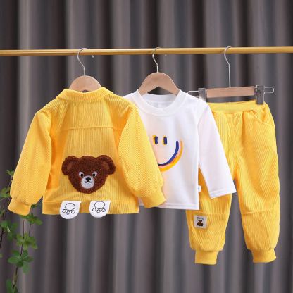 幼児用クマ柄パッチ付きコーデュロイ3点セット - image 6