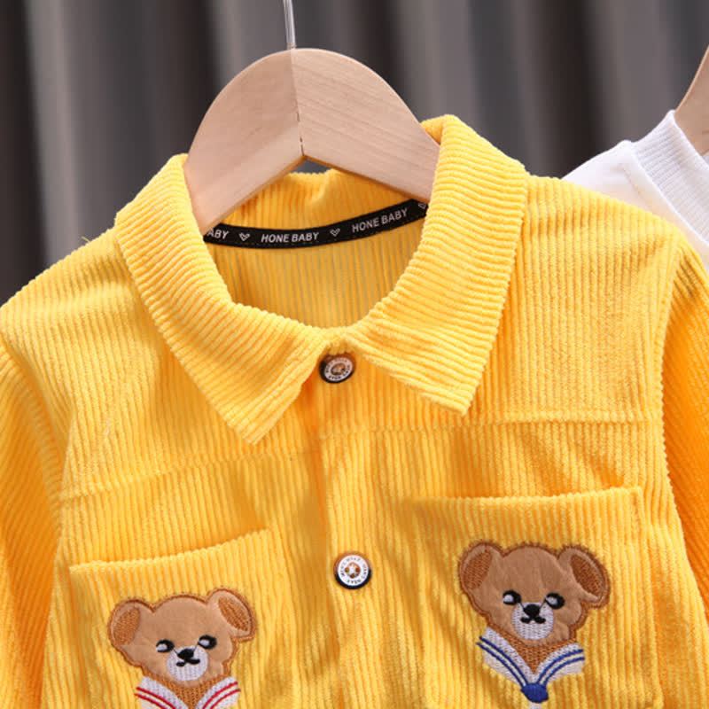 幼児用クマ柄パッチ付きコーデュロイ3点セット - image 7