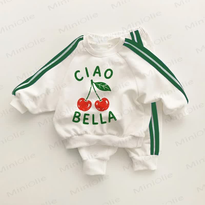 CIAO BELLAベビー幼児用グリーンストライプ2点セット - ホワイト＆グリーン - 3～5歳 - image 1