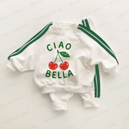 CIAO BELLAベビー幼児用グリーンストライプ2点セット - ホワイト＆グリーン - 3～5歳 - image 1