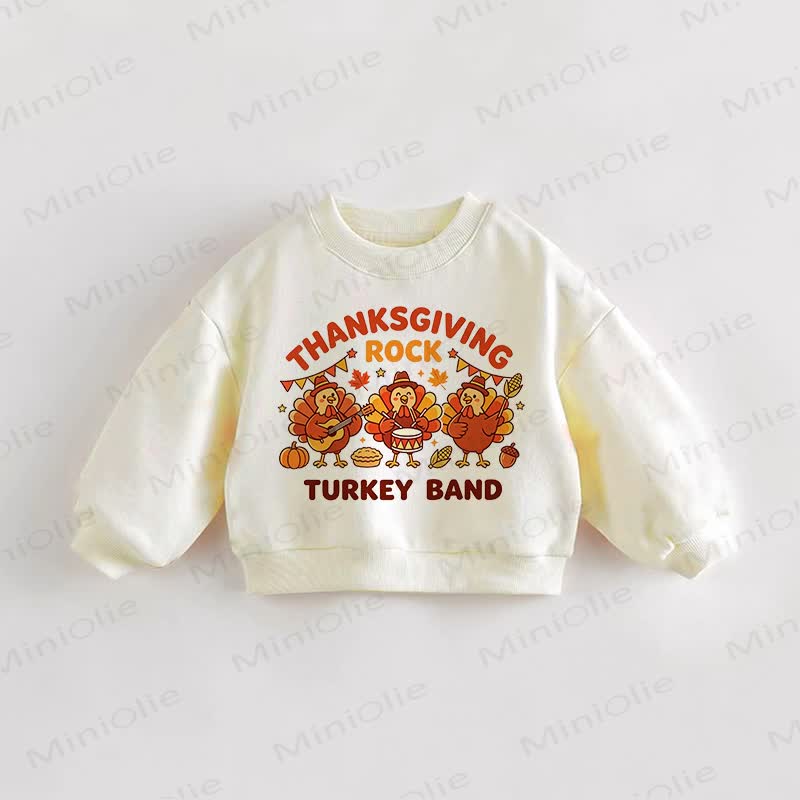 THANKSGIVING ROCK TURKEY BAND・幼児用クリームスウェットシャツ - クリーム - 3～5歳 - image 1