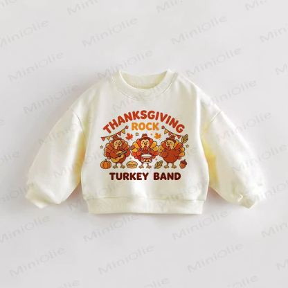 THANKSGIVING ROCK TURKEY BAND・幼児用クリームスウェットシャツ - クリーム - 3～5歳 - image 1