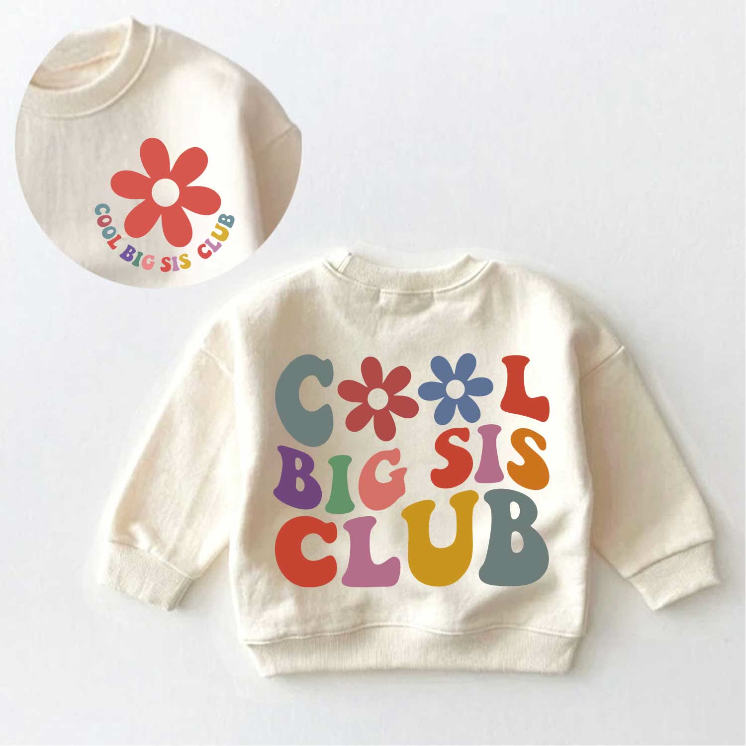 COOL BIG SIS CLUB幼児用クリームスウェットシャツ - クリーム - 3～5歳 - image 1