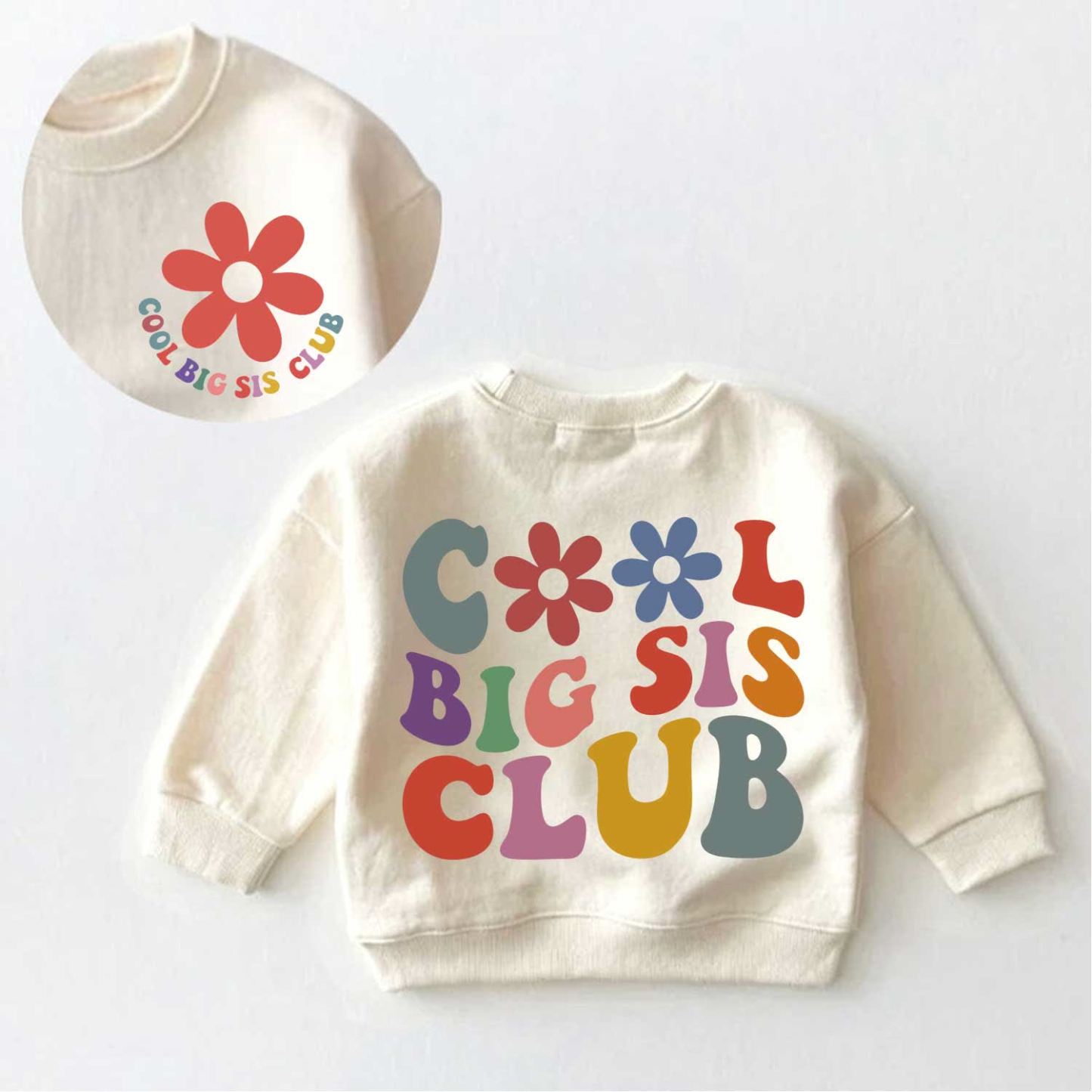 COOL BIG SIS CLUB幼児用クリームスウェットシャツ - クリーム - 3～5歳 - image 1